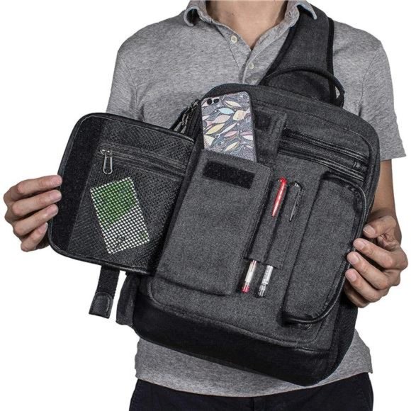 Messenger Bag for Men Canvas Sling Bag Crossbody Backpack Laptop Shoulder Bag - Picture 6 of 6